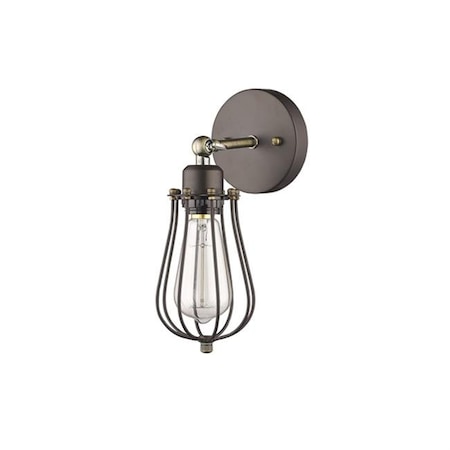 Chloe CH57044RB05-WS1 5 In. Lighting Ironclad Industrial-Style 1 Light Rubbed Bronze Wall Sconce - Oil Rubbed Bronze